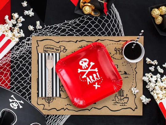 Red Pirate Dessert Plates 6ct