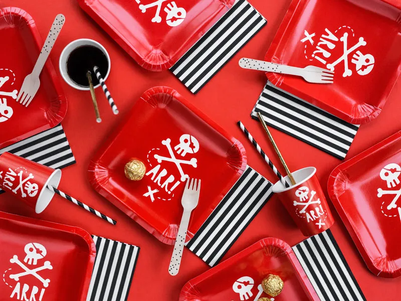Red Pirate Dessert Plates 6ct
