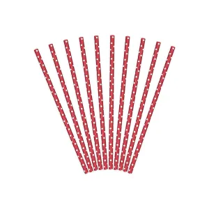 Red Polka Dot Paper Straws 10ct