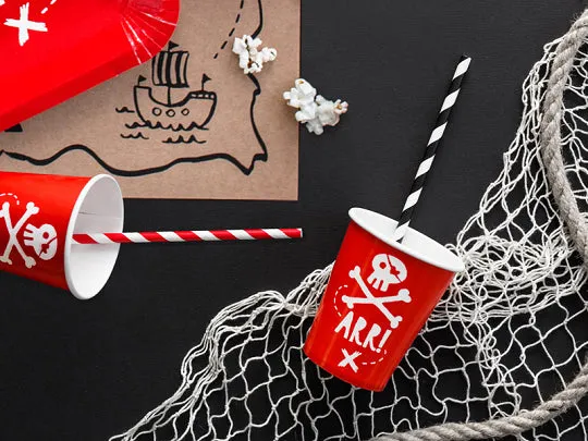 Red Striped Paper Straws 10ct
