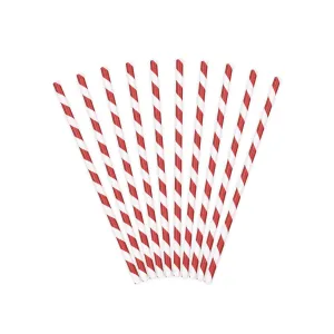 Red Striped Paper Straws 10ct