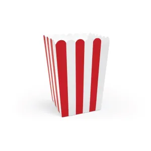 Red Striped Popcorn Boxes 6ct