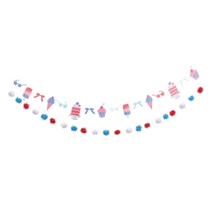 Red White & Blue Summertime & Pom Pom Garland Set
