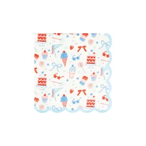 Red White & Blue Summertime Dessert Napkins 24ct