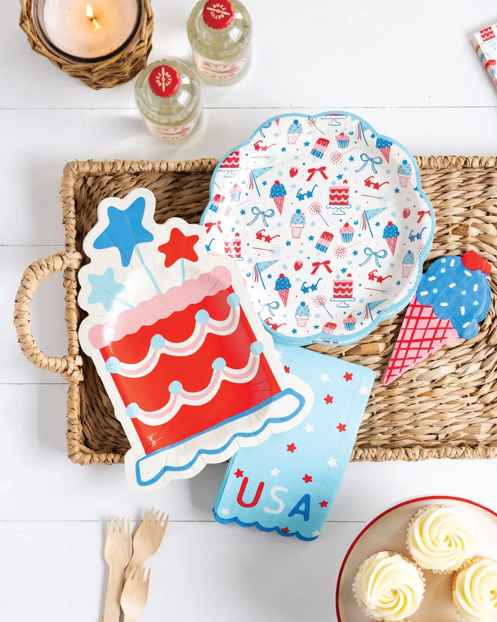 Red White & Blue USA Stars Paper Guest Towels 24ct