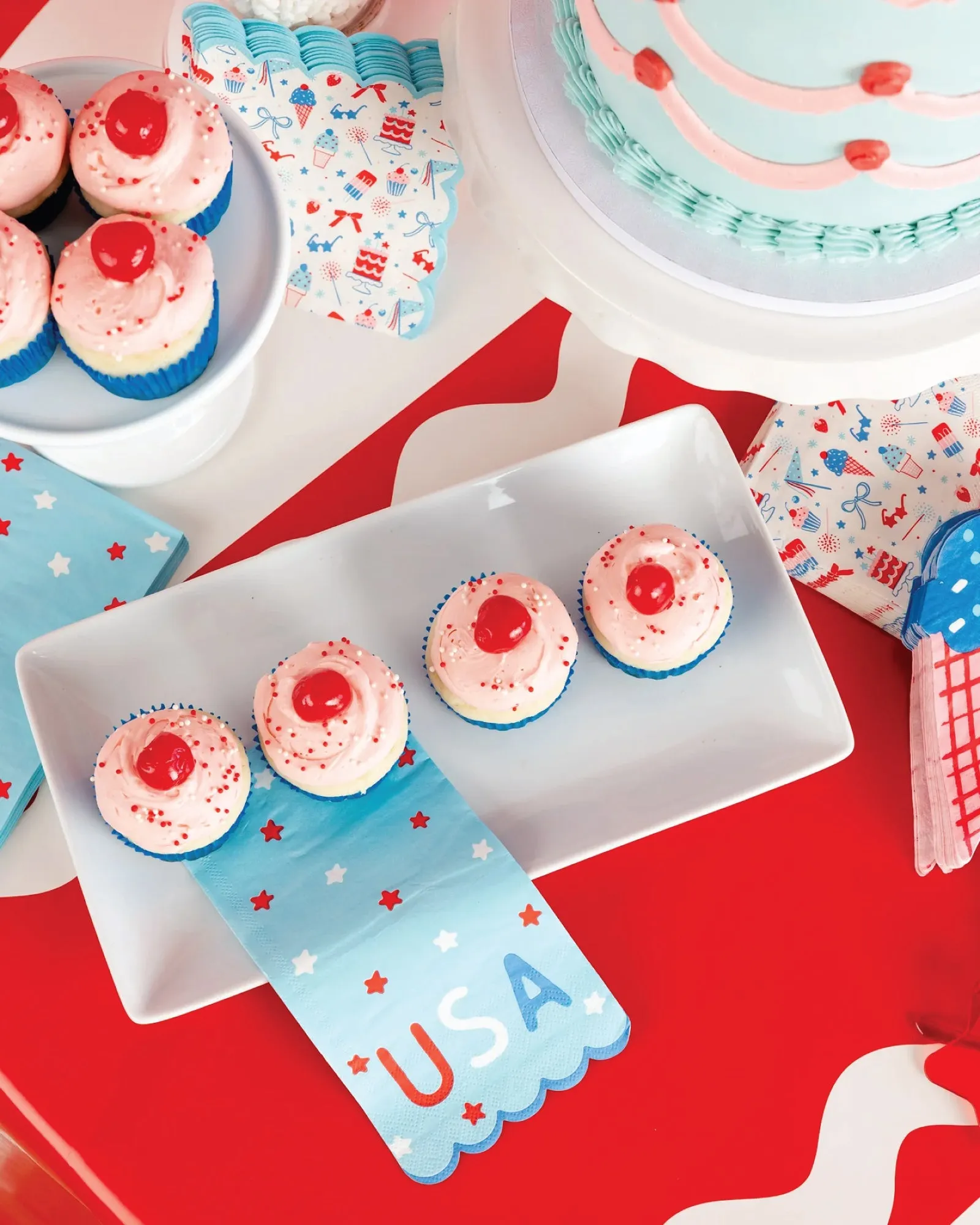 Red White & Blue USA Stars Paper Guest Towels 24ct