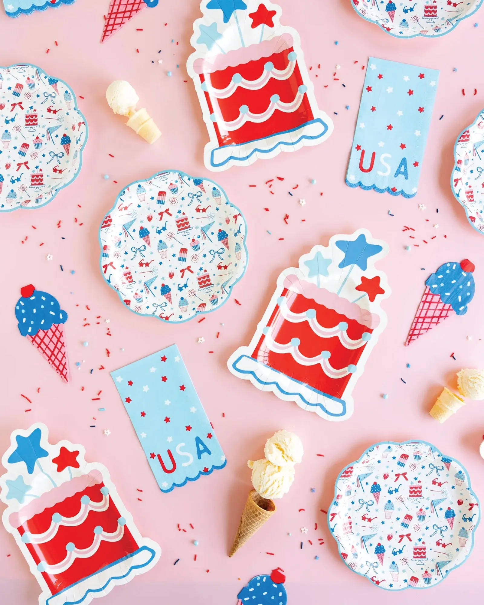 Red White & Blue USA Stars Paper Guest Towels 24ct