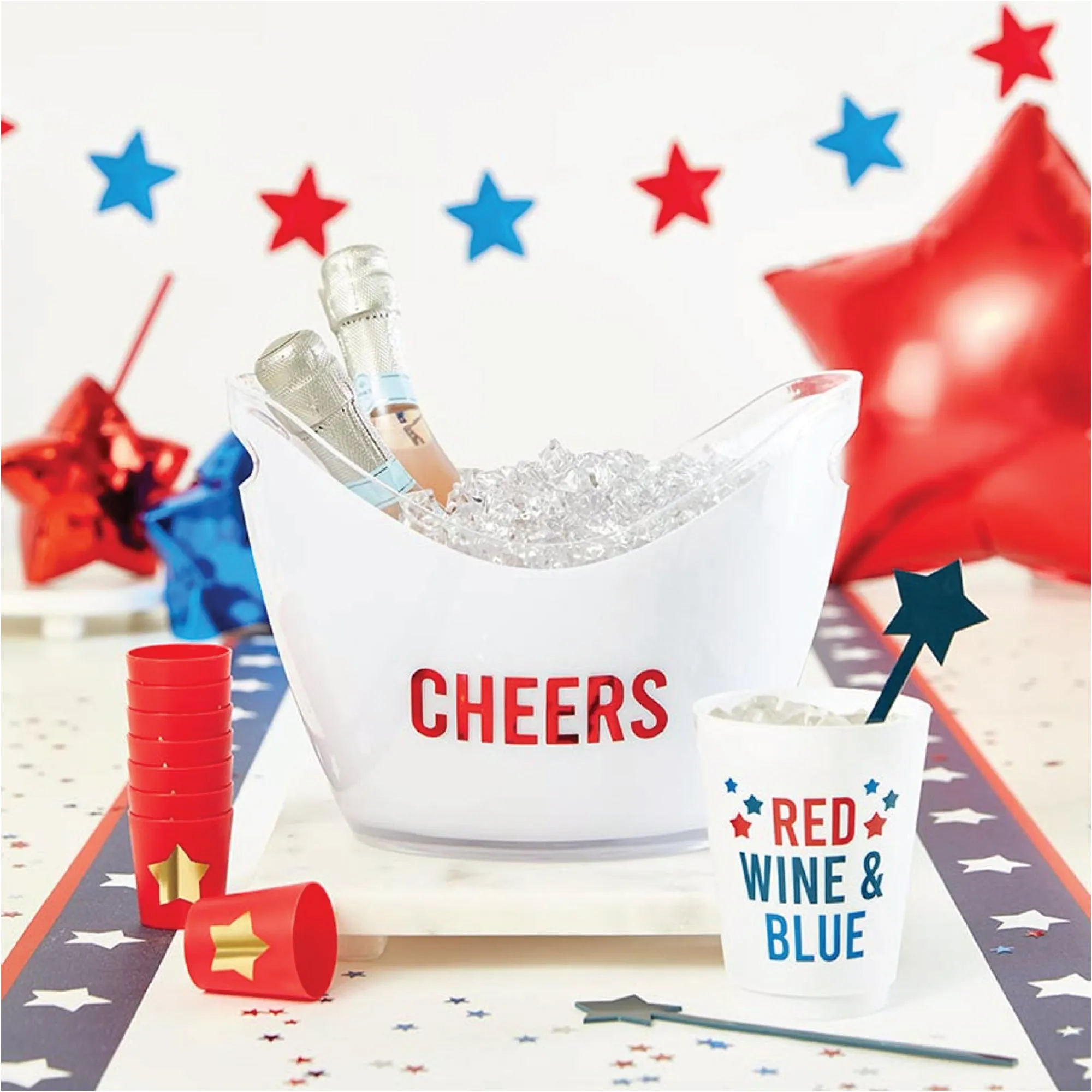 Red. Wine. & Blue Frosted Plastic Cup 8ct