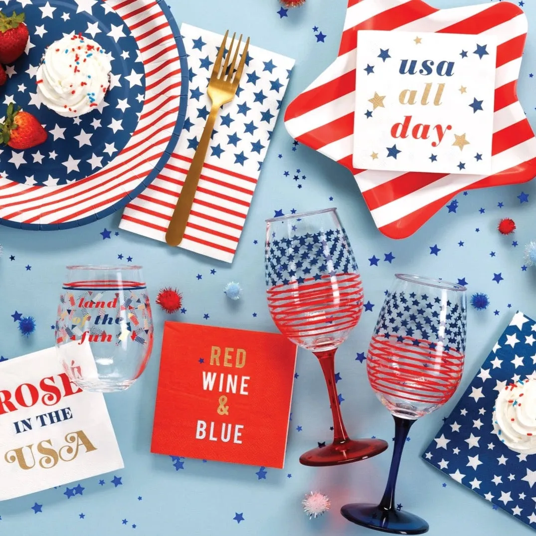 Red. Wine. and Blue Dessert Napkins 20ct