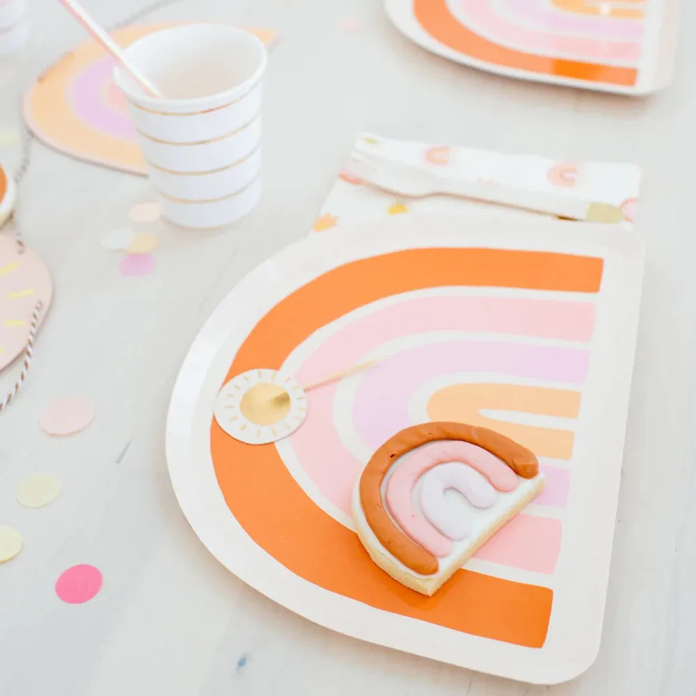Retro Rainbow Lunch Plates 8ct