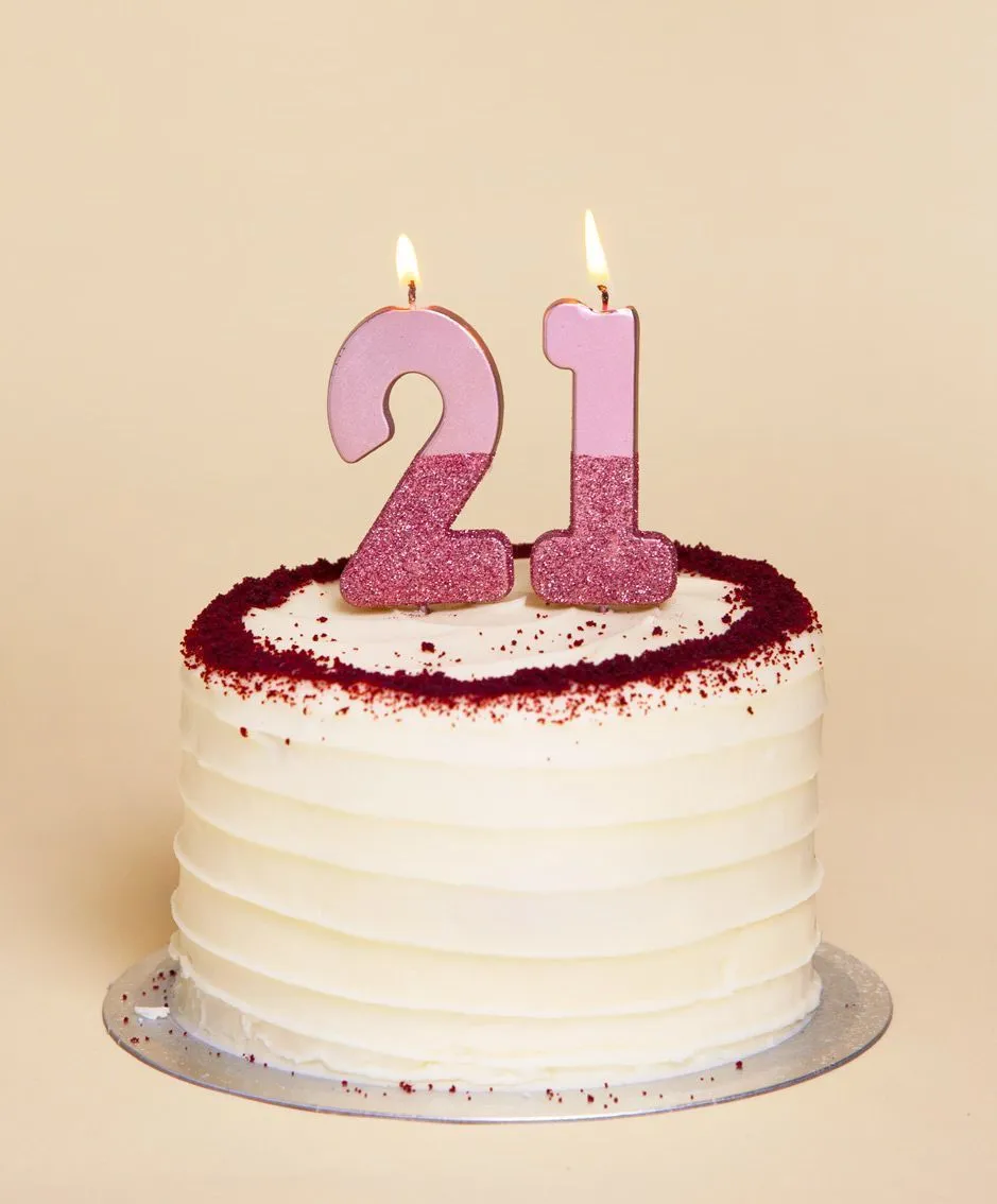 Rose Gold & Gold Glitter Dipped Number Birthday Candle