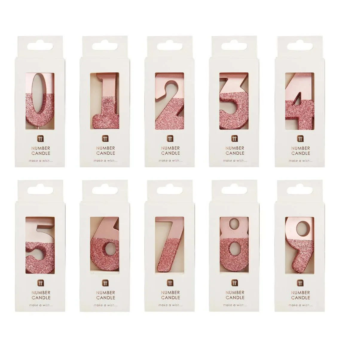 Rose Gold & Gold Glitter Dipped Number Birthday Candle
