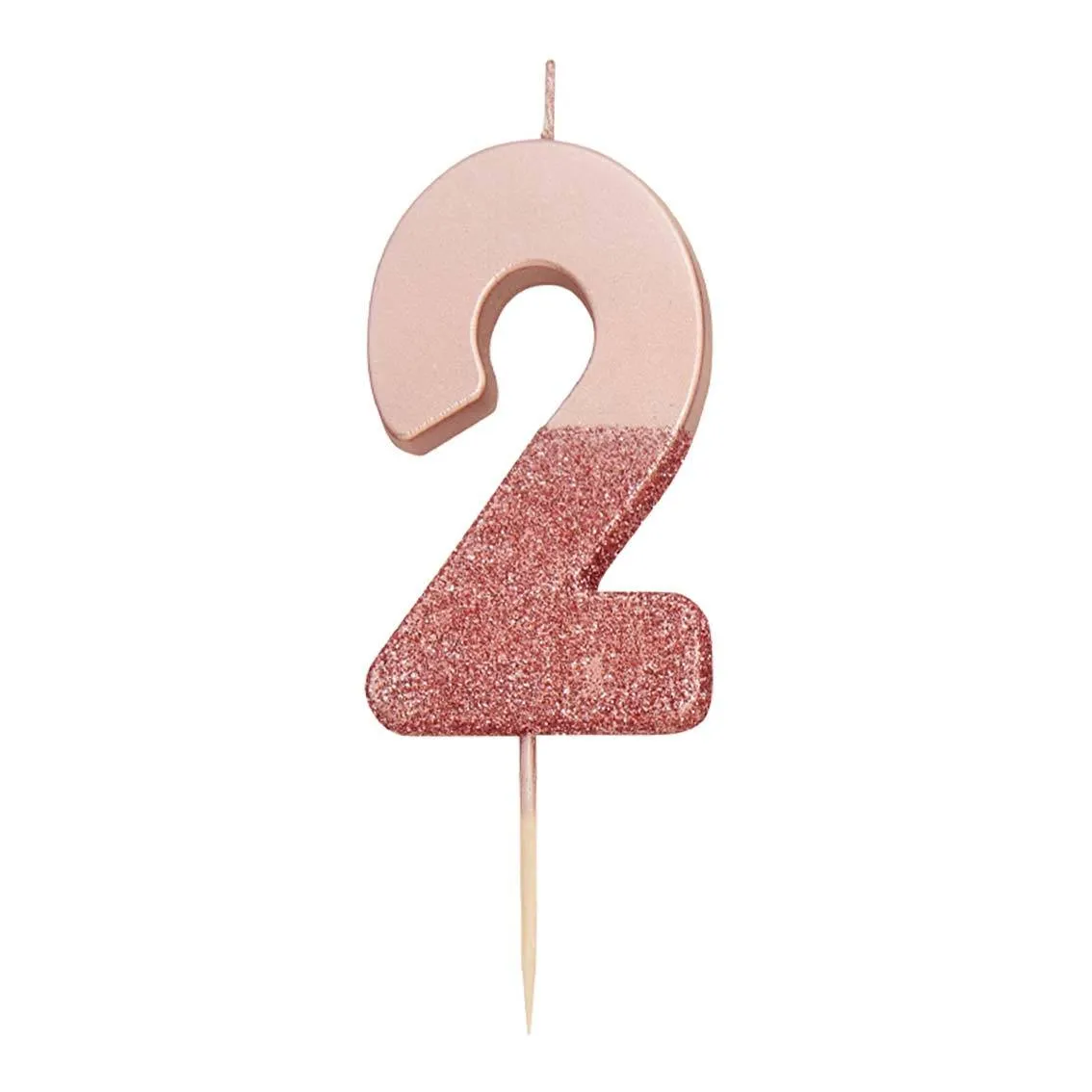 Rose Gold & Gold Glitter Dipped Number Birthday Candle