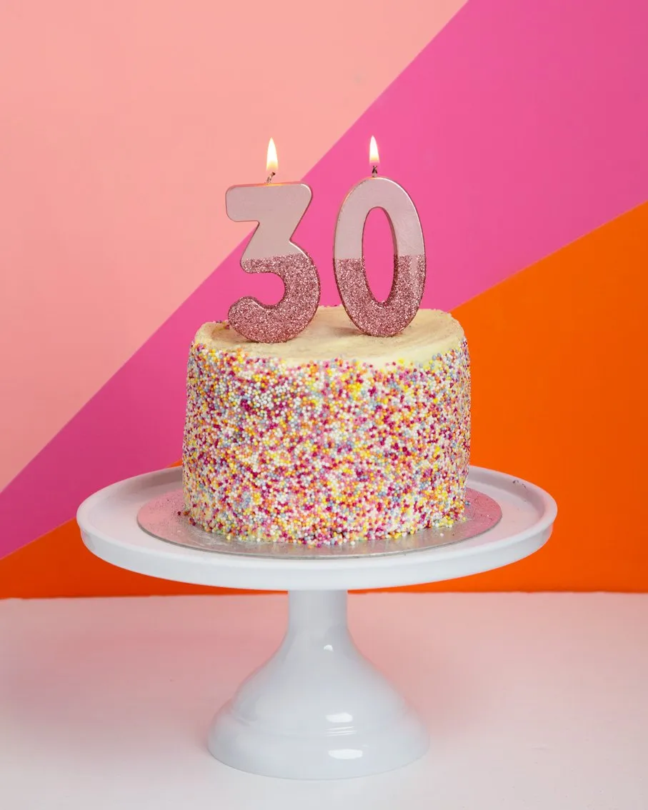Rose Gold & Gold Glitter Dipped Number Birthday Candle