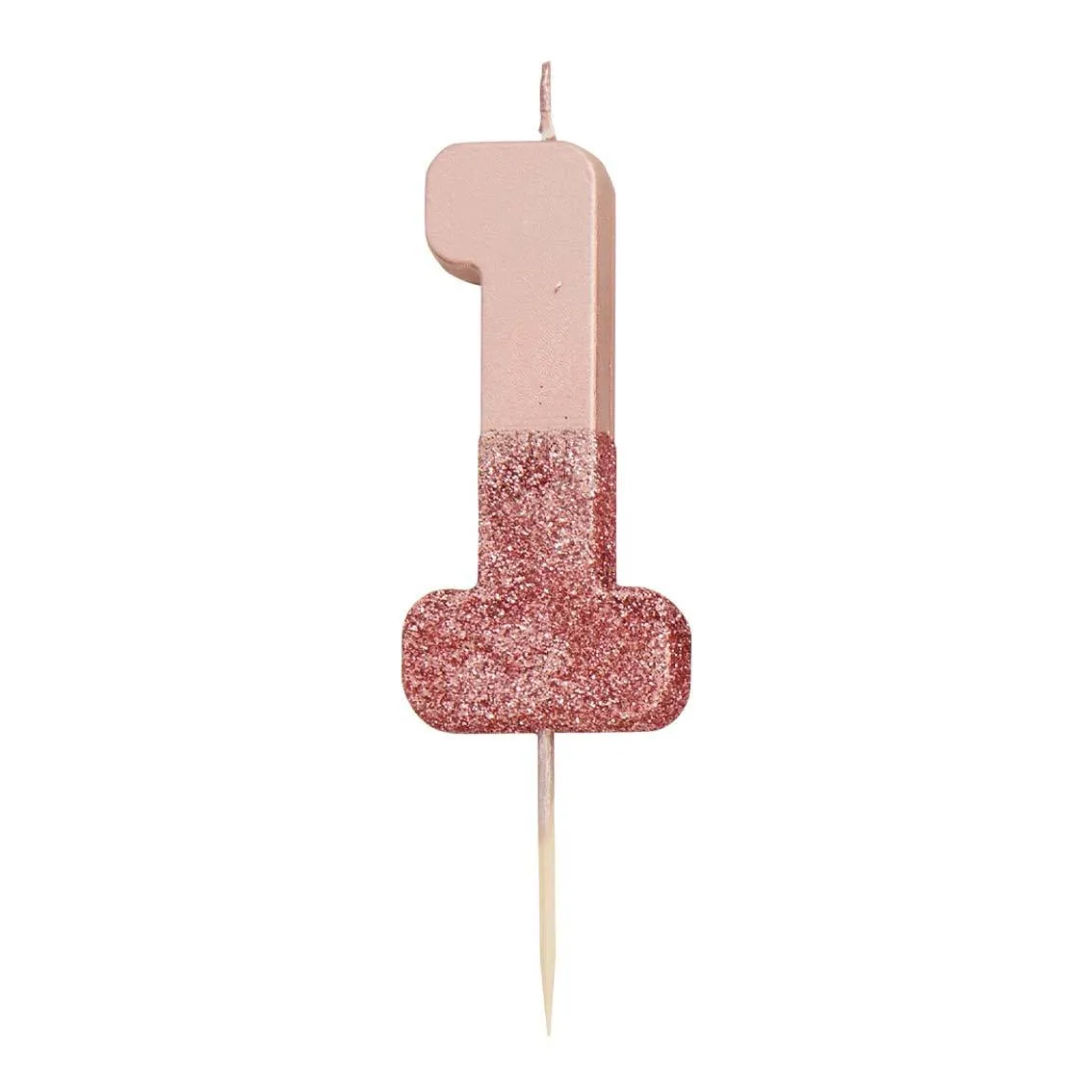 Rose Gold & Gold Glitter Dipped Number Birthday Candle