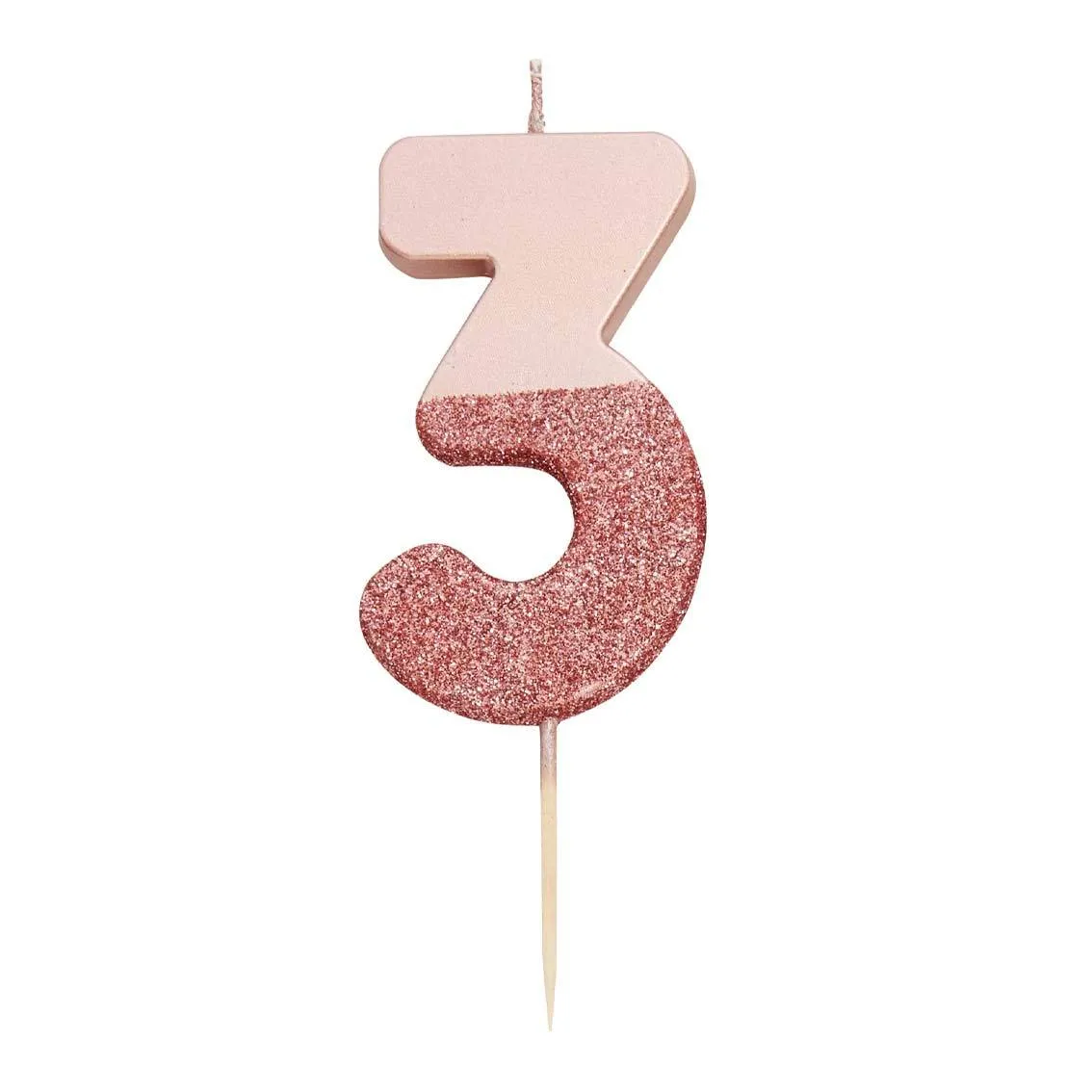 Rose Gold & Gold Glitter Dipped Number Birthday Candle