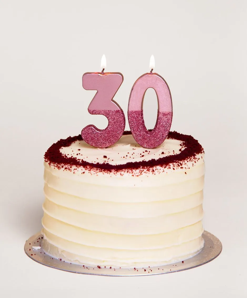 Rose Gold & Gold Glitter Dipped Number Birthday Candle