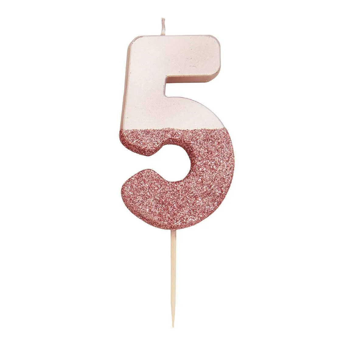 Rose Gold & Gold Glitter Dipped Number Birthday Candle