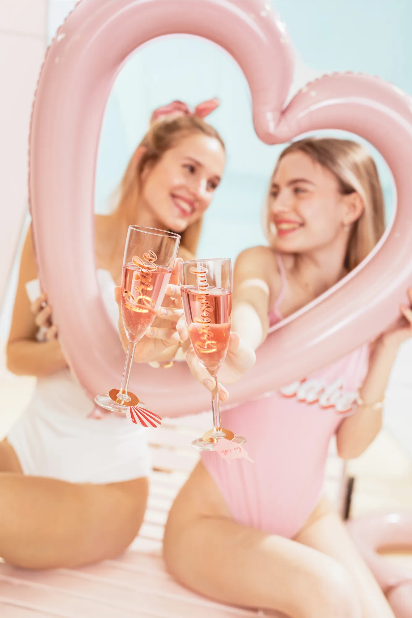 Rose Gold Bride & Bridesmaid Flute Glass Decals 6ct