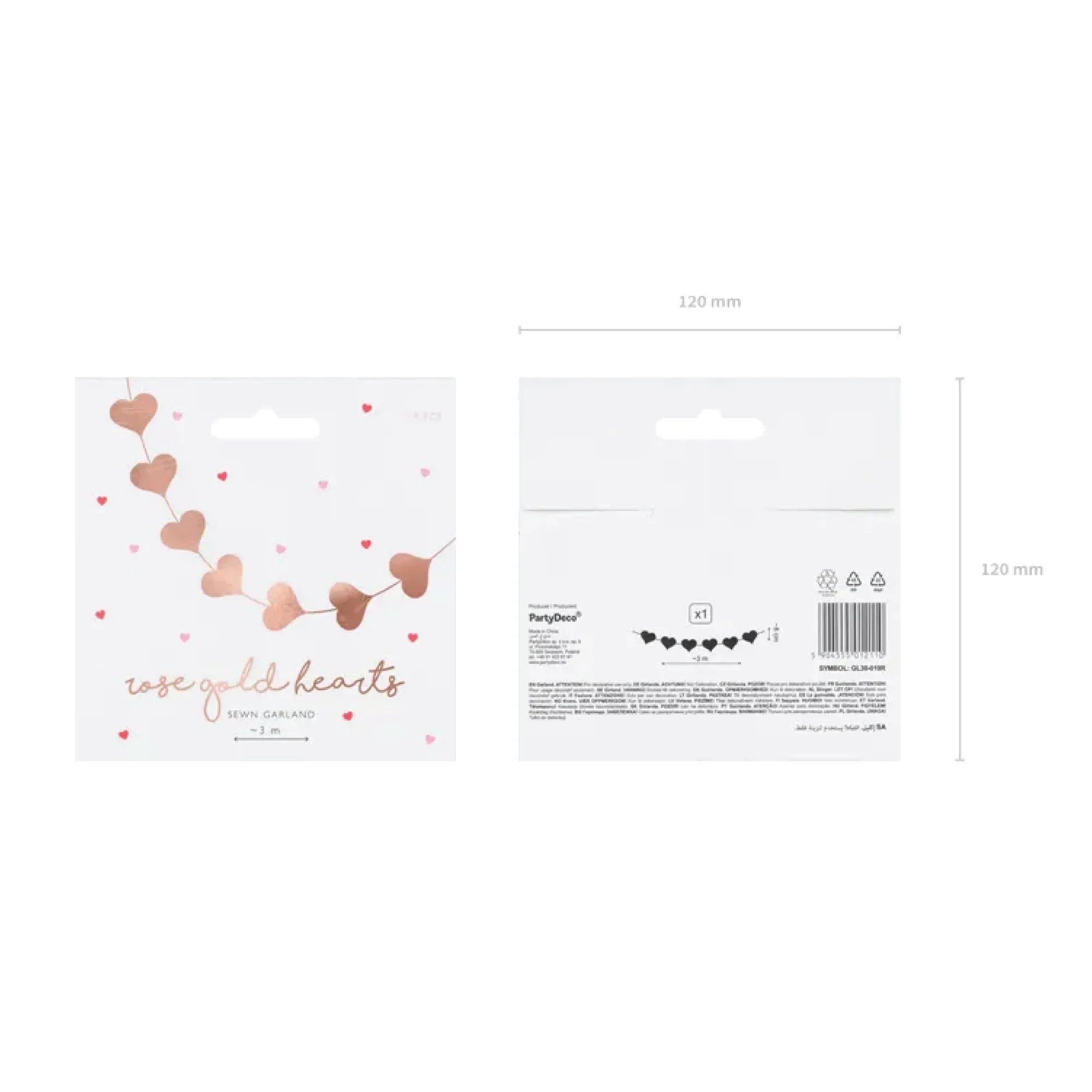 Rose Gold Hearts Vertical String Garland 10ft