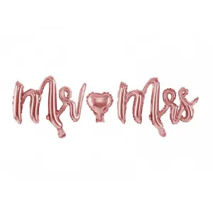 Rose Gold Mr. & Mrs. Cursive Letter Balloon Banner