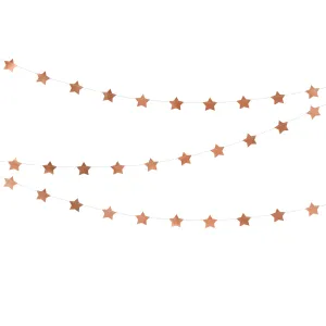 Rose Gold Star Garland 12'