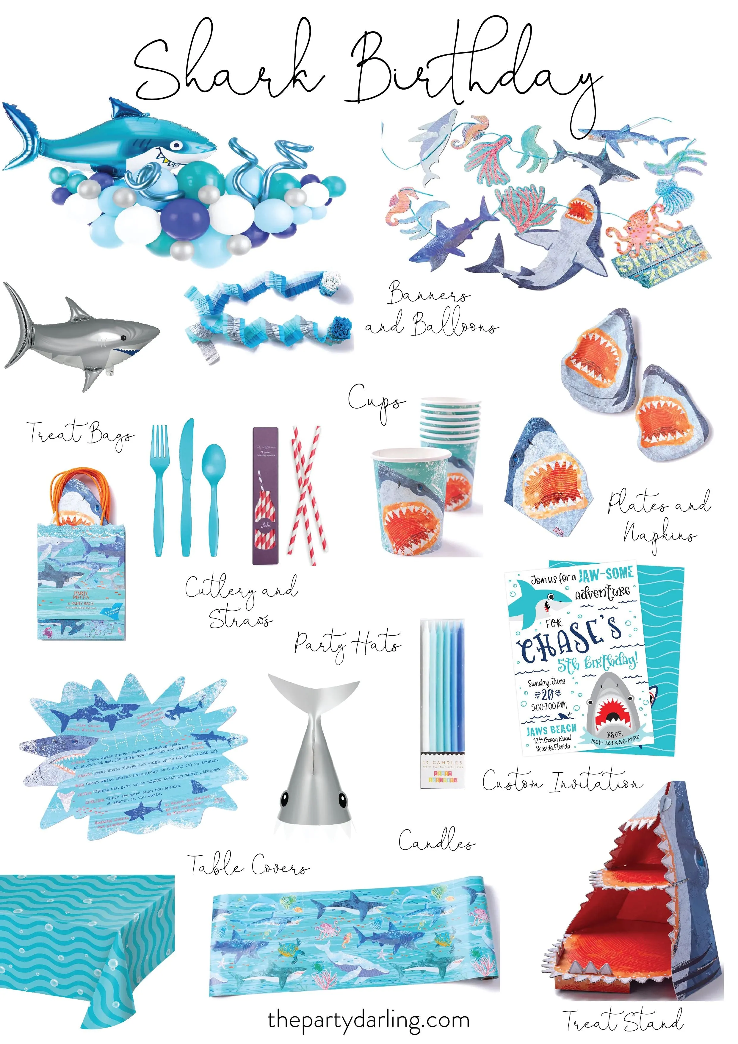 Shark Party Photo Booth Props 10ct