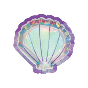 Shimmer Scallop Shell Dessert Plates 8ct