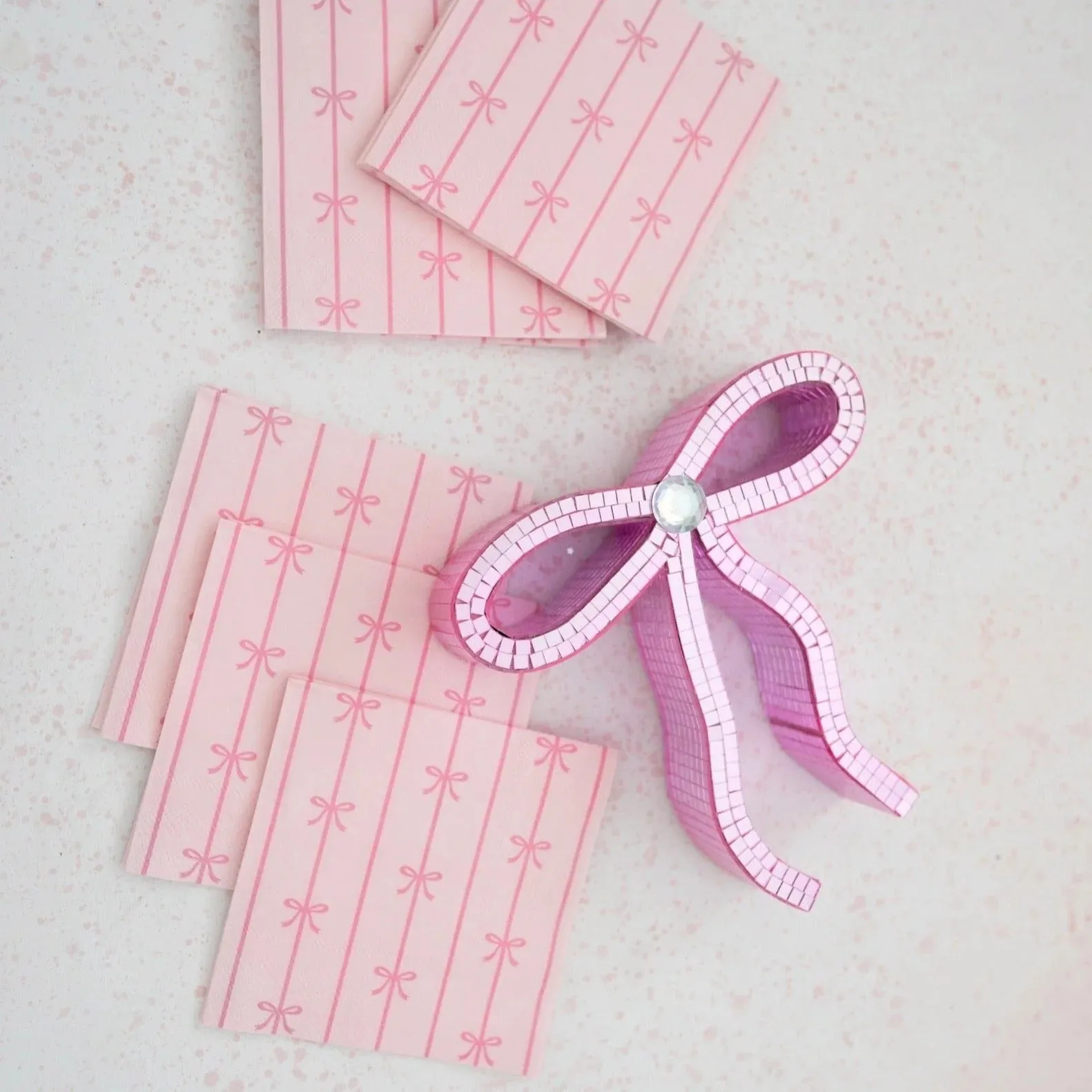 Signature Pink Bow Dessert Napkins 20ct