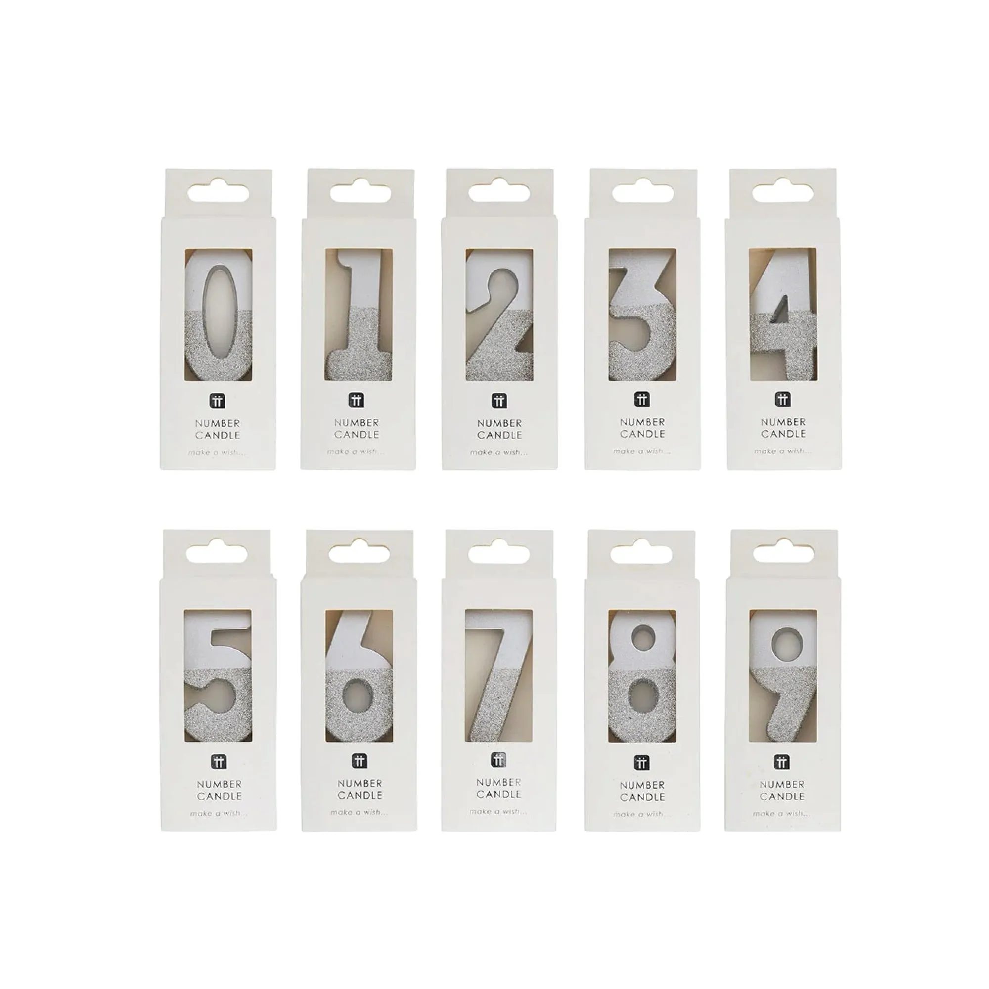 Silver Glitter Dipped Number Birthday Candle