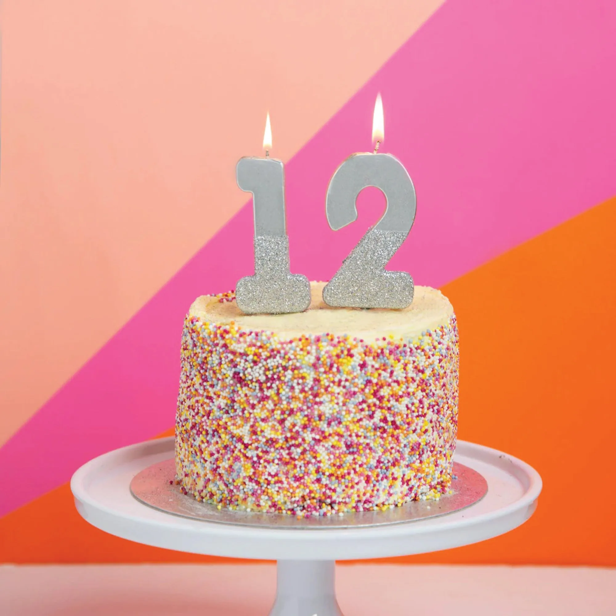 Silver Glitter Dipped Number Birthday Candle