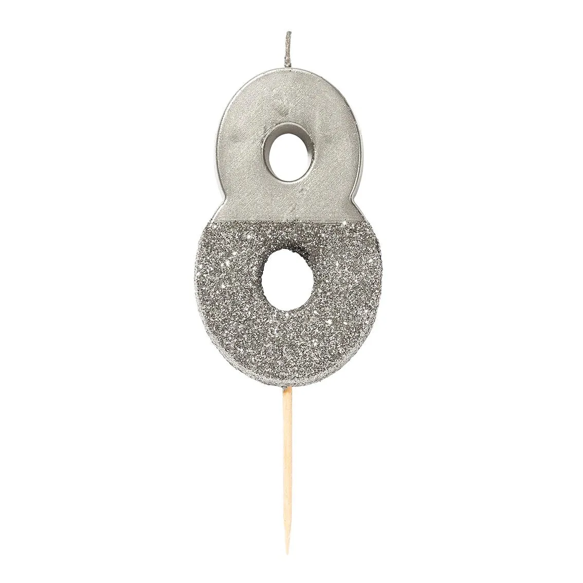 Silver Glitter Dipped Number Birthday Candle