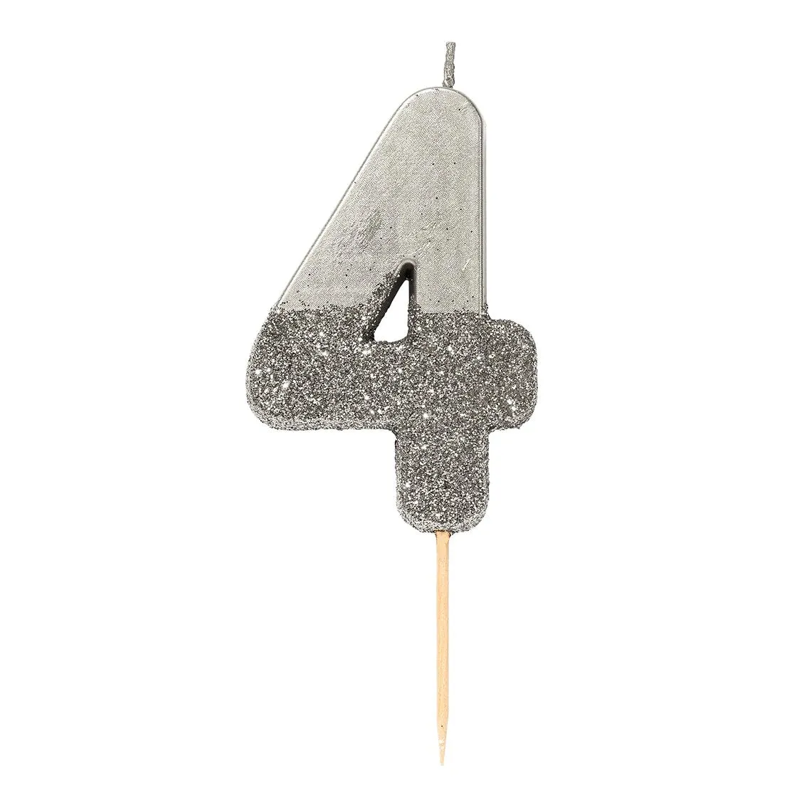 Silver Glitter Dipped Number Birthday Candle