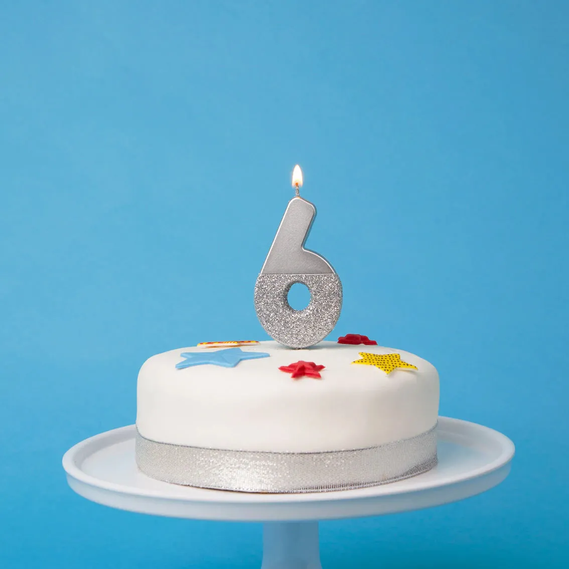 Silver Glitter Dipped Number Birthday Candle
