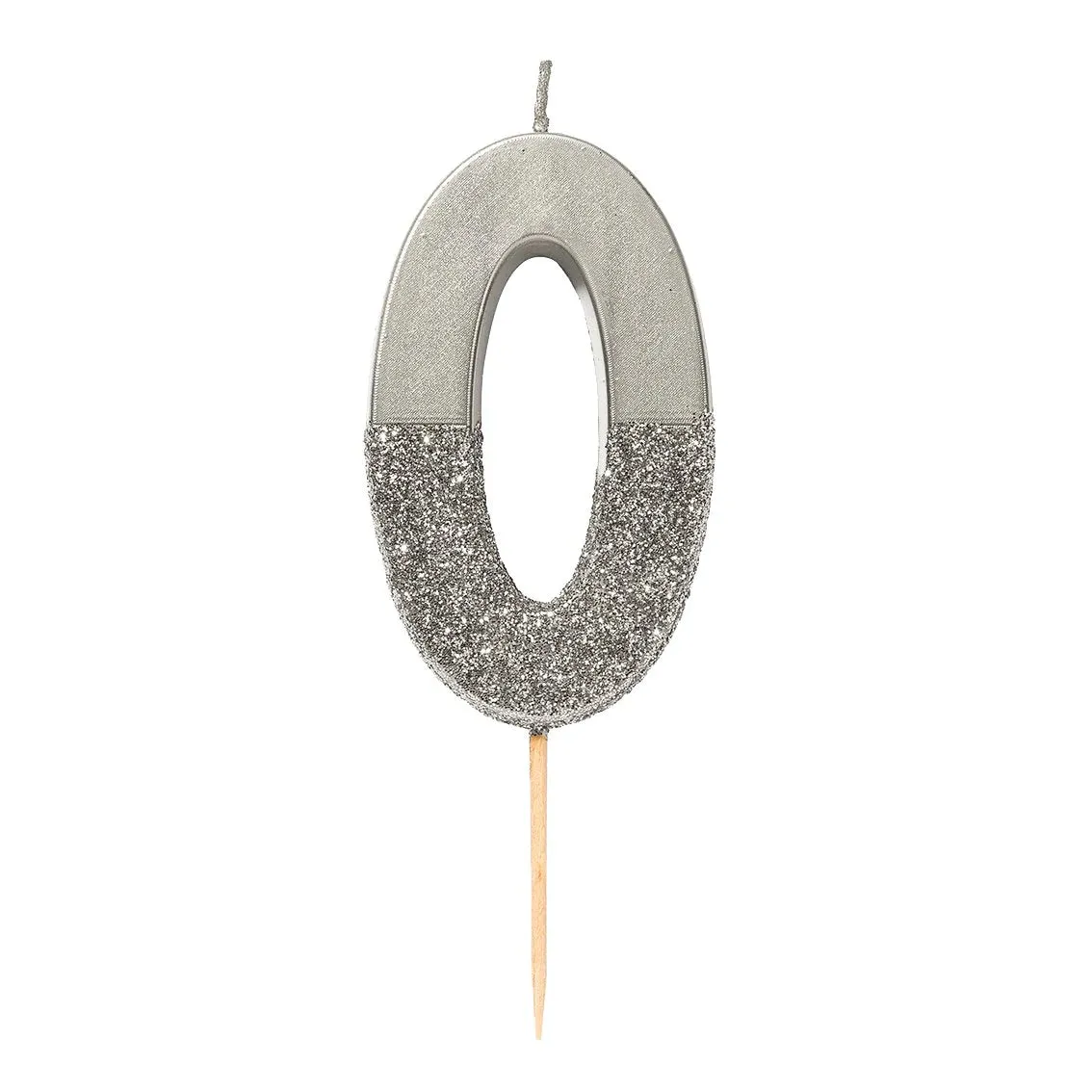 Silver Glitter Dipped Number Birthday Candle