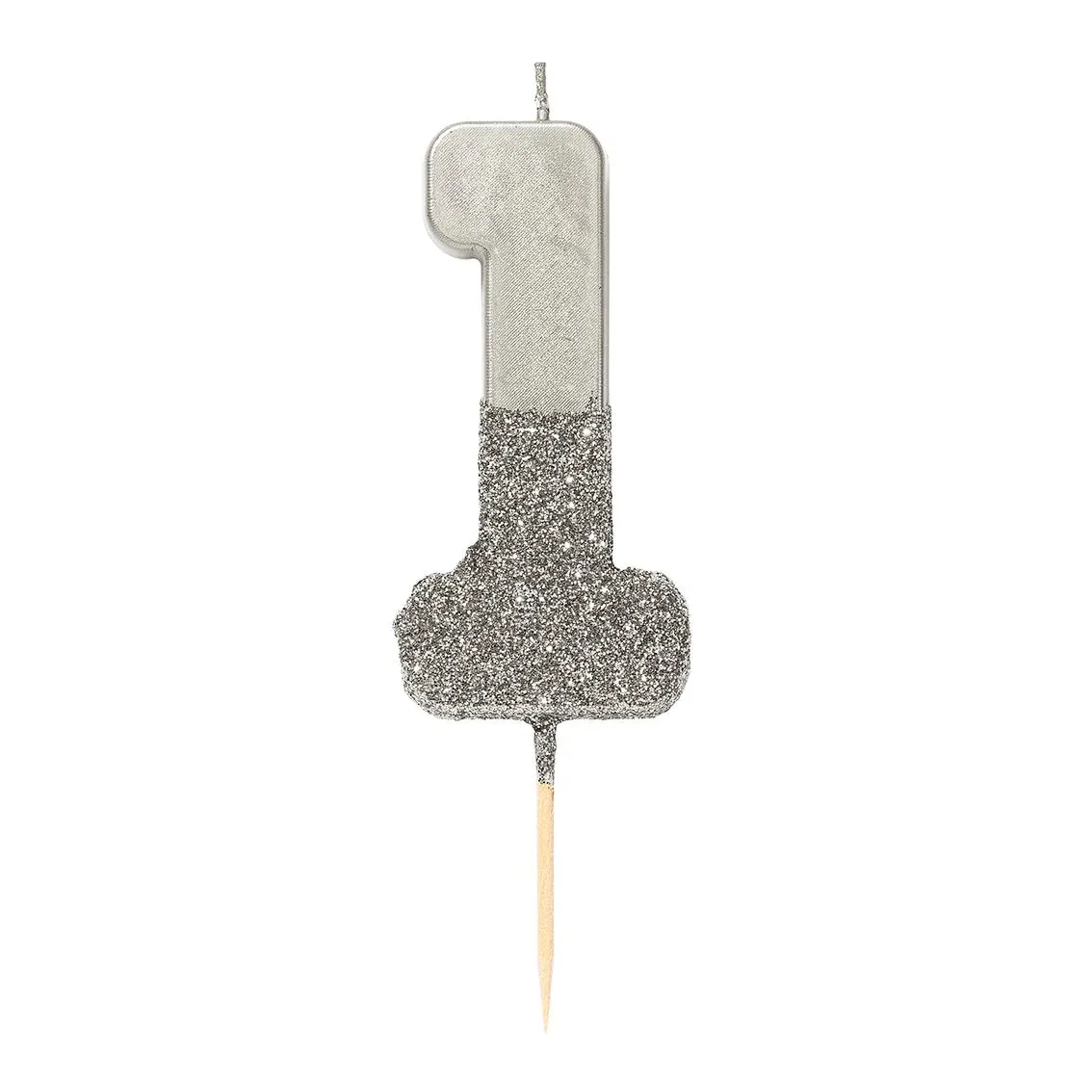 Silver Glitter Dipped Number Birthday Candle
