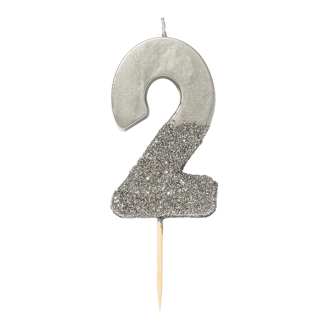 Silver Glitter Dipped Number Birthday Candle