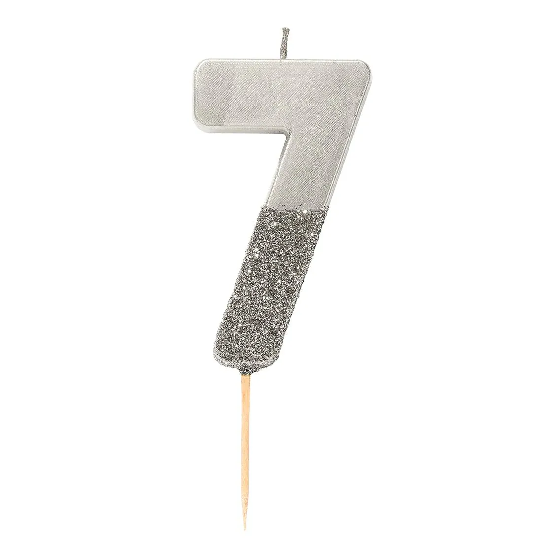 Silver Glitter Dipped Number Birthday Candle