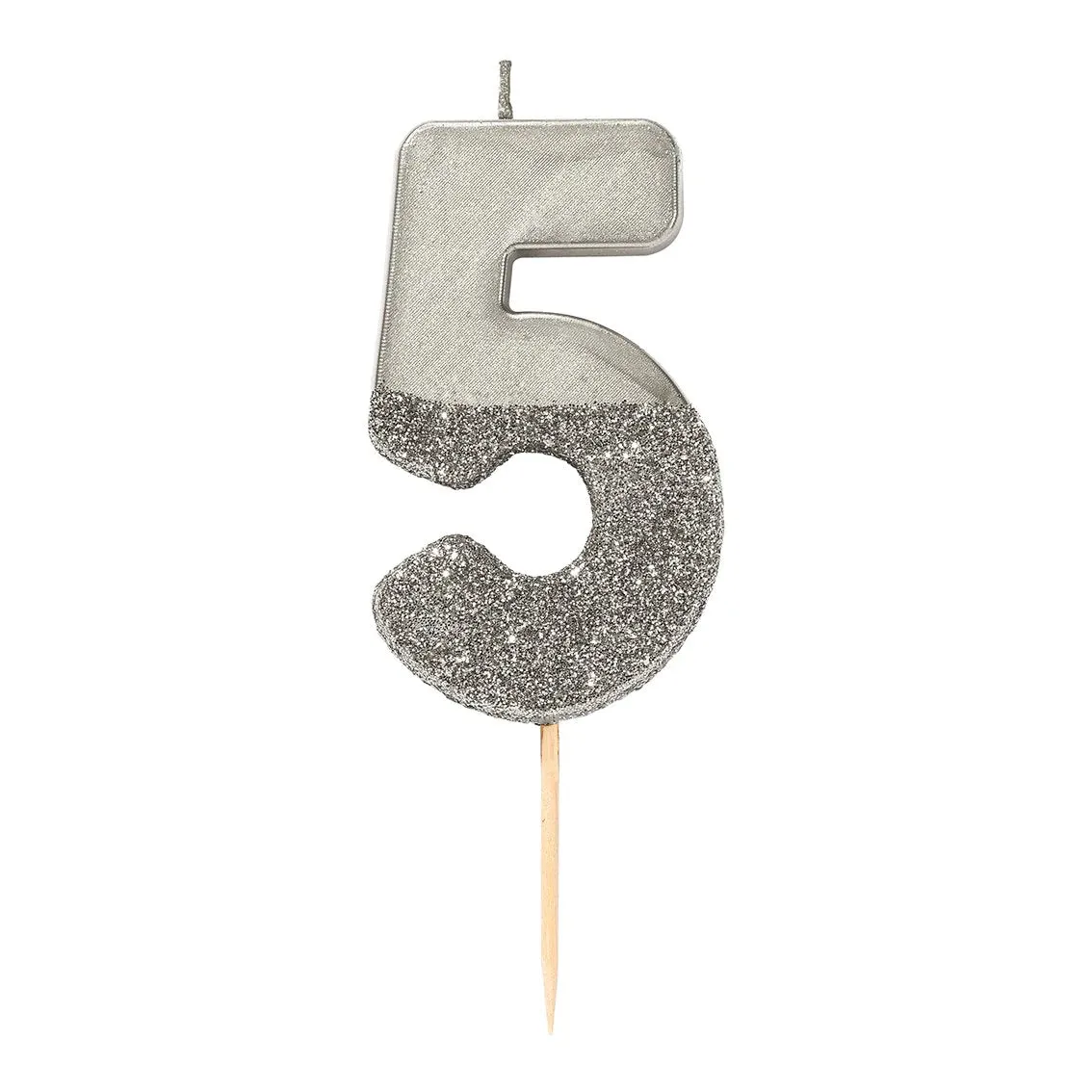 Silver Glitter Dipped Number Birthday Candle
