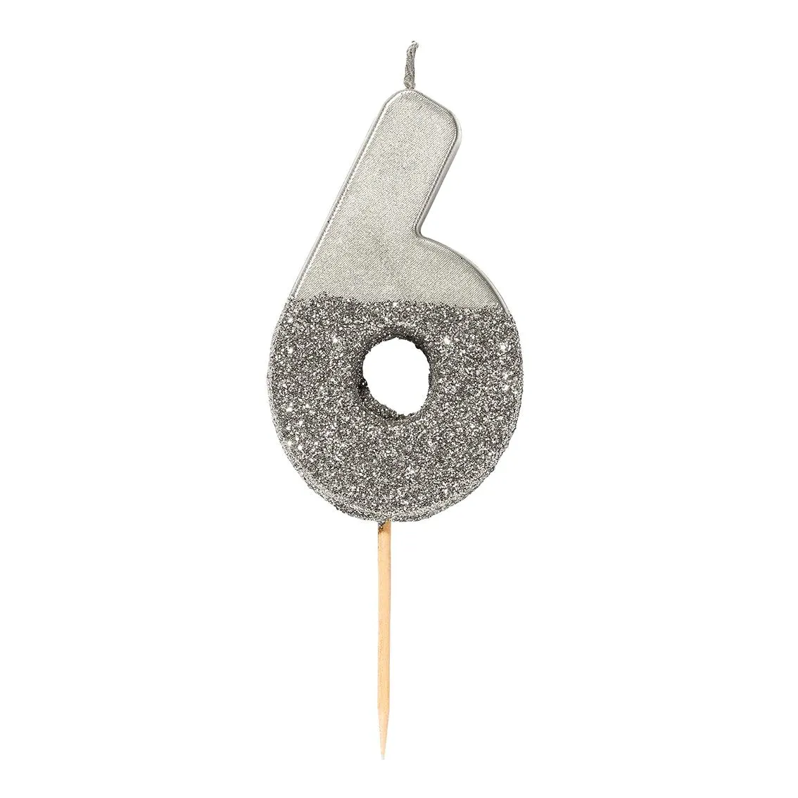 Silver Glitter Dipped Number Birthday Candle