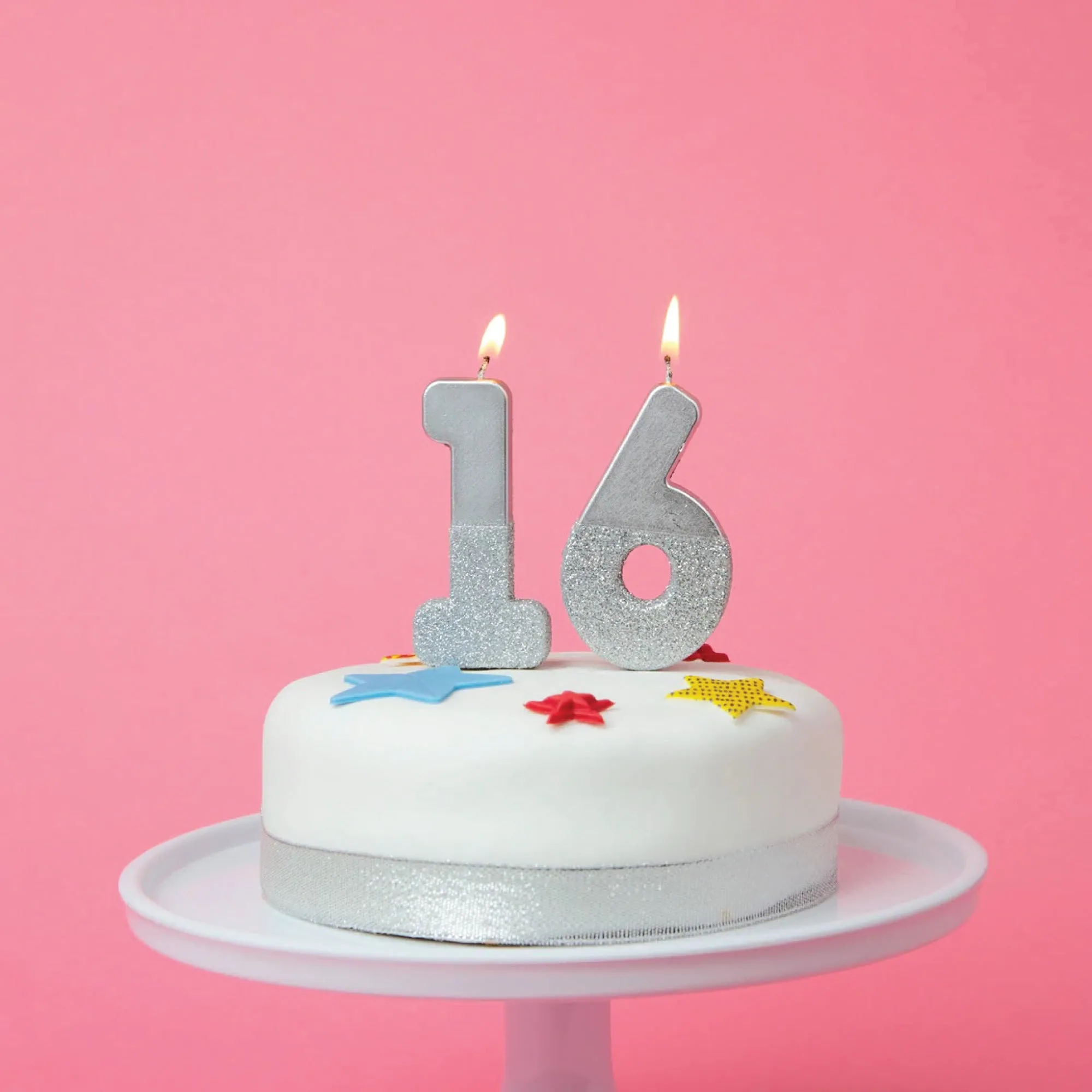 Silver Glitter Dipped Number Birthday Candle