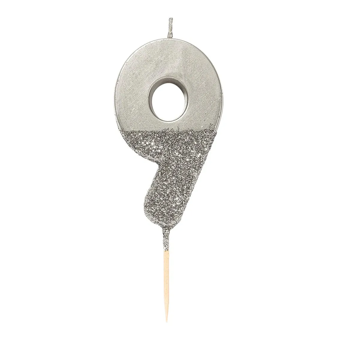 Silver Glitter Dipped Number Birthday Candle