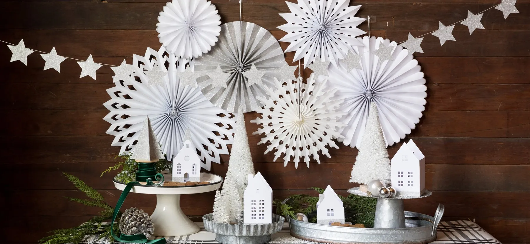 Silver Glitter Stars Garland 6ft
