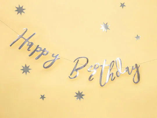 Silver Happy Birthday Letter Banner