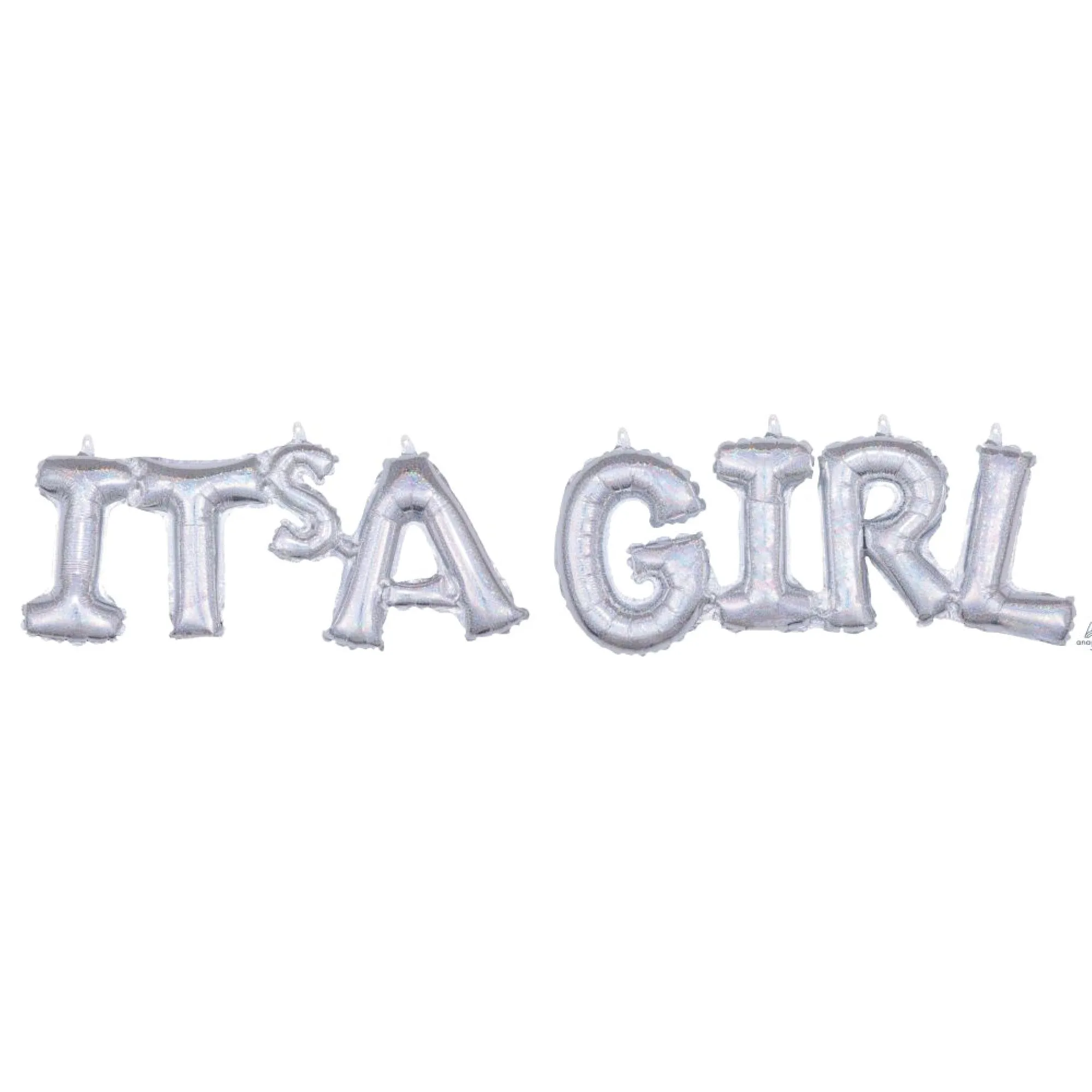 Silver It's A Girl Letter Balloon Banner 42