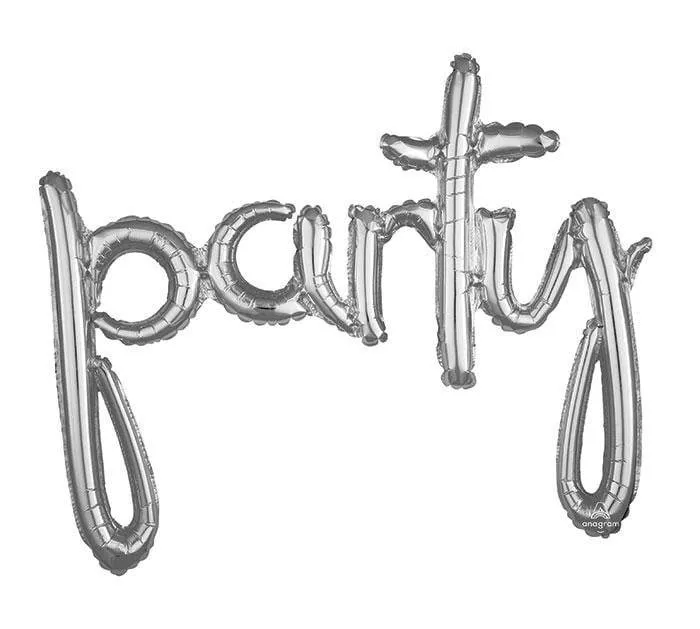 Silver Party Cursive Letter Balloon 39in