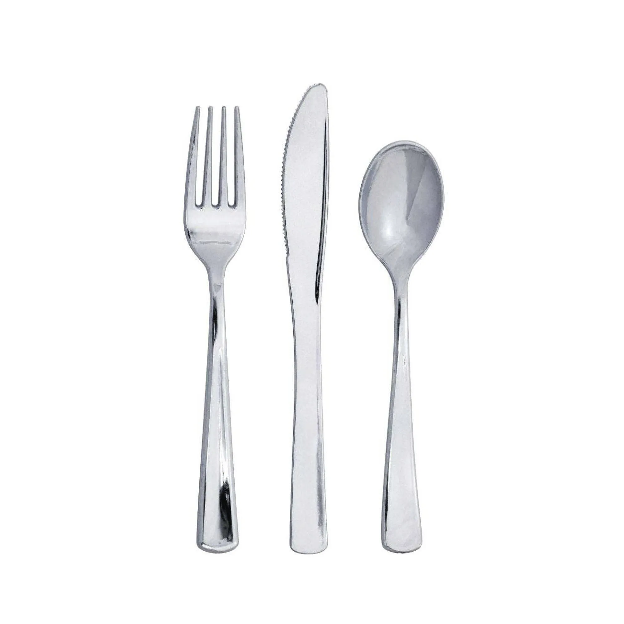 Silver Premium Plastic Cutlery Set for 8