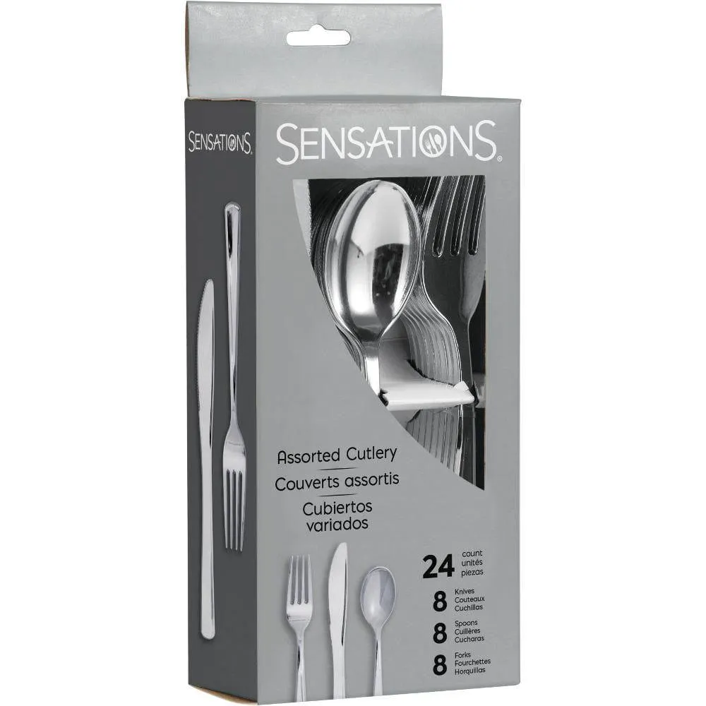 Silver Premium Plastic Cutlery Set for 8
