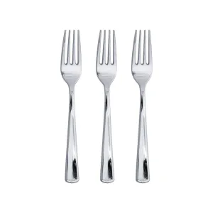 Silver Premium Plastic Forks 24ct