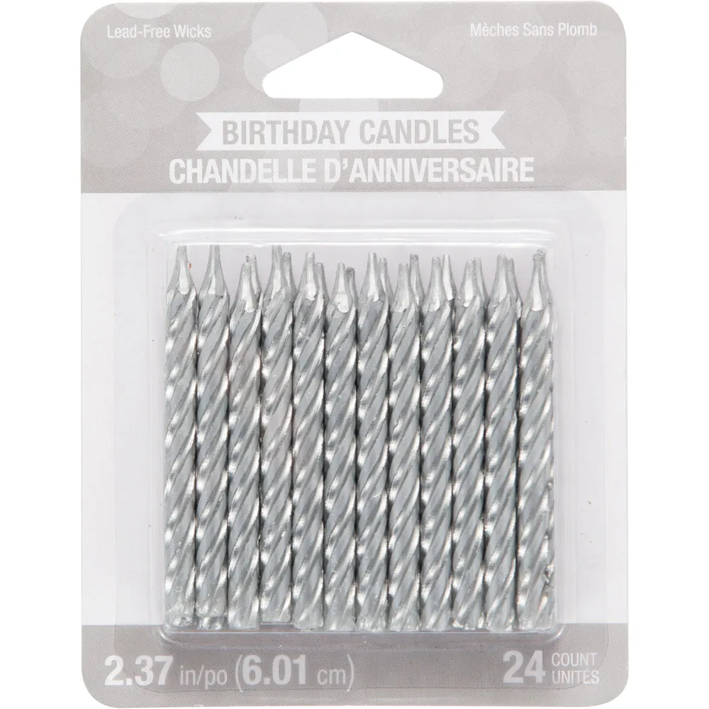 Silver Spiral Birthday Candles